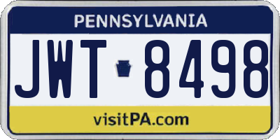 PA license plate JWT8498