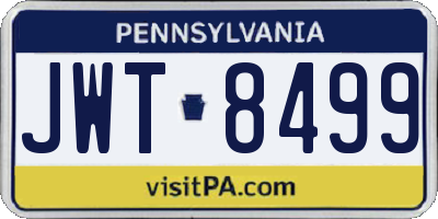 PA license plate JWT8499