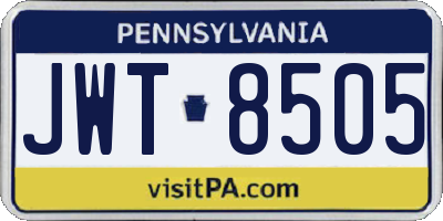 PA license plate JWT8505