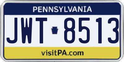 PA license plate JWT8513