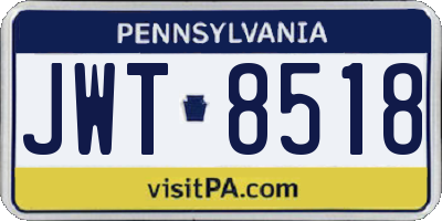 PA license plate JWT8518