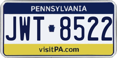 PA license plate JWT8522