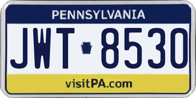 PA license plate JWT8530