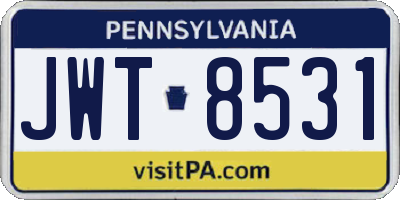 PA license plate JWT8531