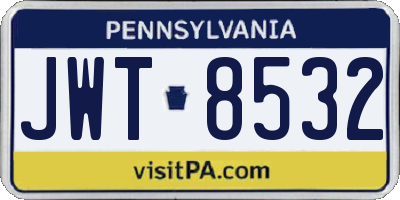 PA license plate JWT8532
