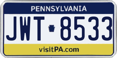 PA license plate JWT8533