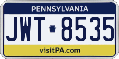 PA license plate JWT8535