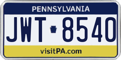 PA license plate JWT8540