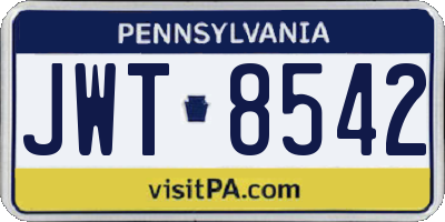PA license plate JWT8542