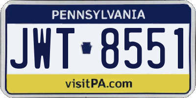PA license plate JWT8551