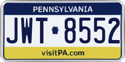 PA license plate JWT8552