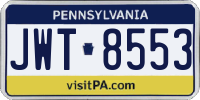 PA license plate JWT8553