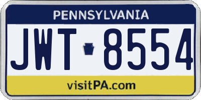PA license plate JWT8554