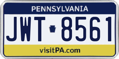 PA license plate JWT8561