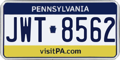 PA license plate JWT8562