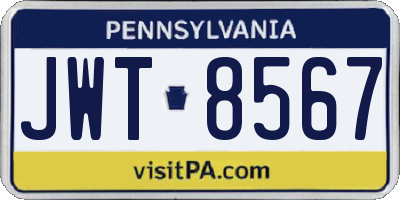 PA license plate JWT8567