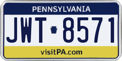 PA license plate JWT8571