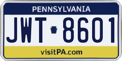 PA license plate JWT8601