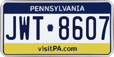 PA license plate JWT8607