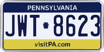 PA license plate JWT8623