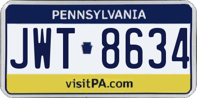 PA license plate JWT8634