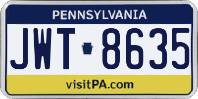 PA license plate JWT8635
