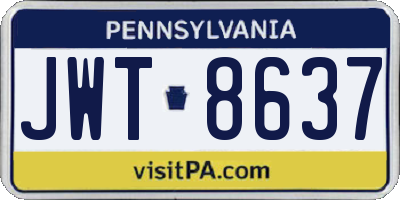 PA license plate JWT8637