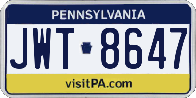 PA license plate JWT8647