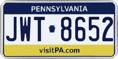 PA license plate JWT8652