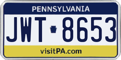 PA license plate JWT8653