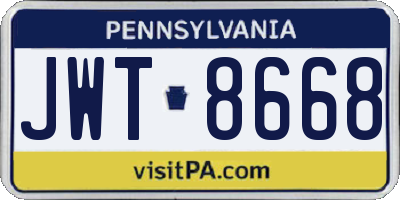 PA license plate JWT8668