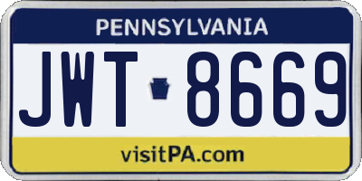 PA license plate JWT8669
