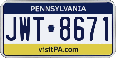 PA license plate JWT8671