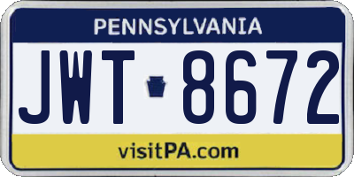 PA license plate JWT8672
