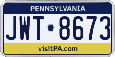 PA license plate JWT8673