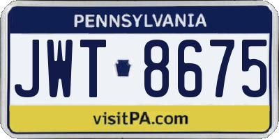 PA license plate JWT8675
