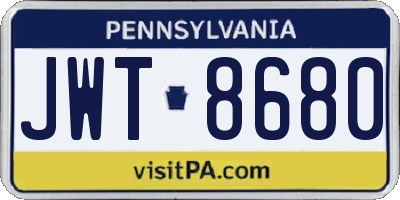 PA license plate JWT8680