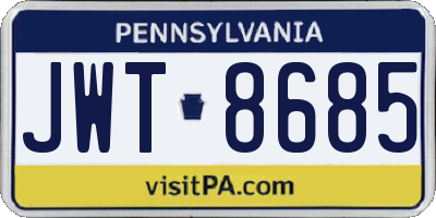 PA license plate JWT8685
