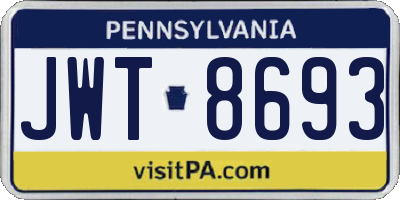 PA license plate JWT8693