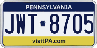 PA license plate JWT8705