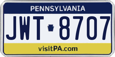 PA license plate JWT8707