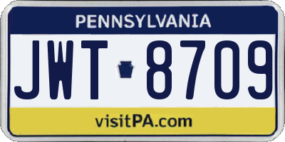 PA license plate JWT8709