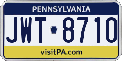 PA license plate JWT8710