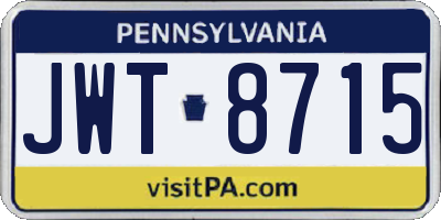 PA license plate JWT8715