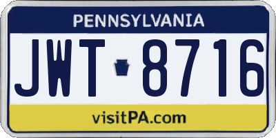 PA license plate JWT8716