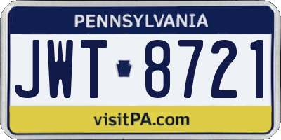 PA license plate JWT8721