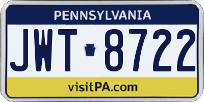 PA license plate JWT8722