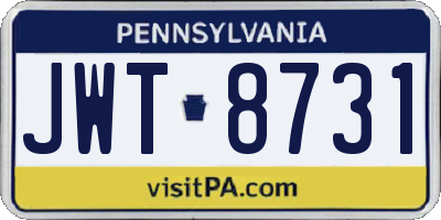 PA license plate JWT8731