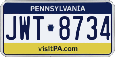 PA license plate JWT8734