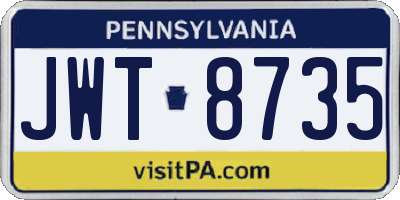 PA license plate JWT8735
